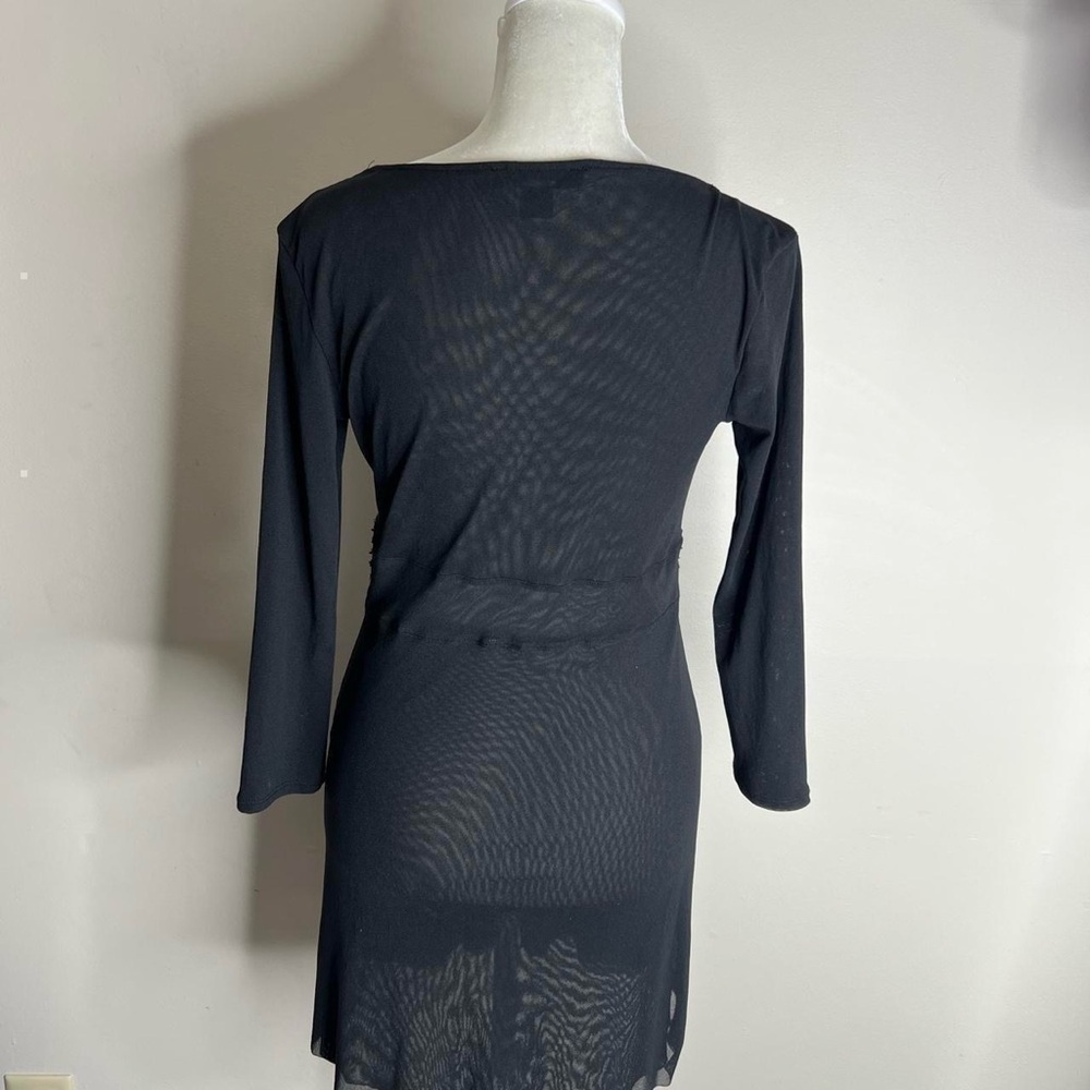 Vintage Beaded Mesh Mini Dress Tunic Black Whimsygoth Dark Romance Goth - Picture 3 of 8